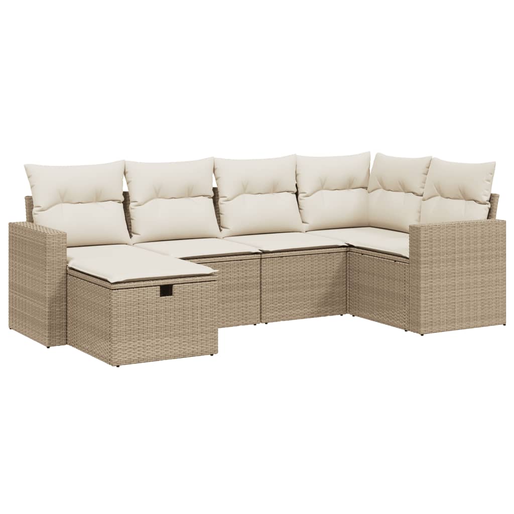 Set canapele de grădină cu perne, 6 piese, bej, poliratan GartenMobel Dekor