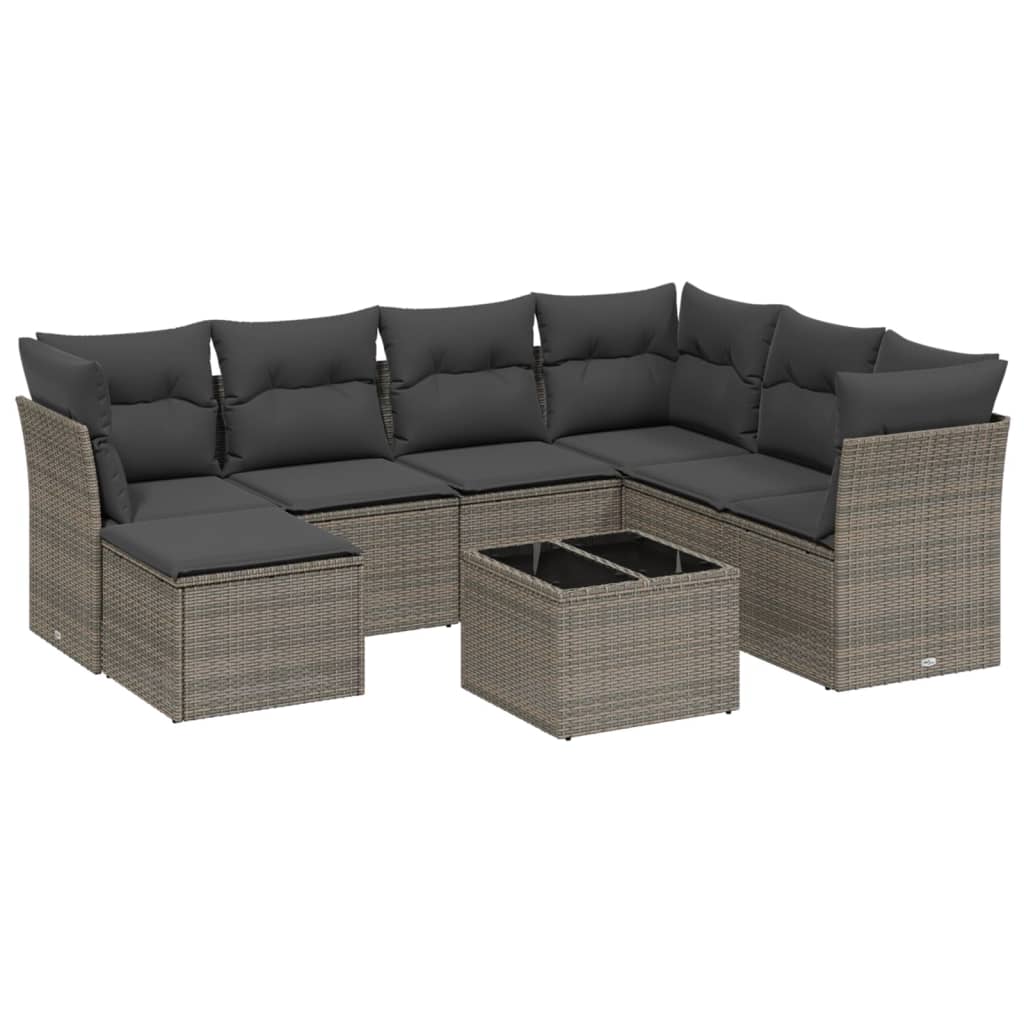 Set canapele de grădină cu perne, 8 piese, gri, poliratan GartenMobel Dekor