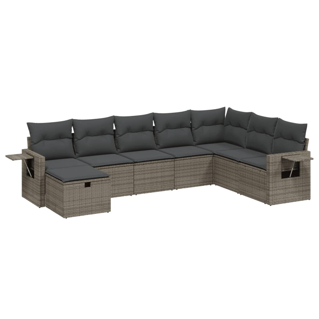 Set canapele de grădină cu perne, 8 piese, gri, poliratan GartenMobel Dekor