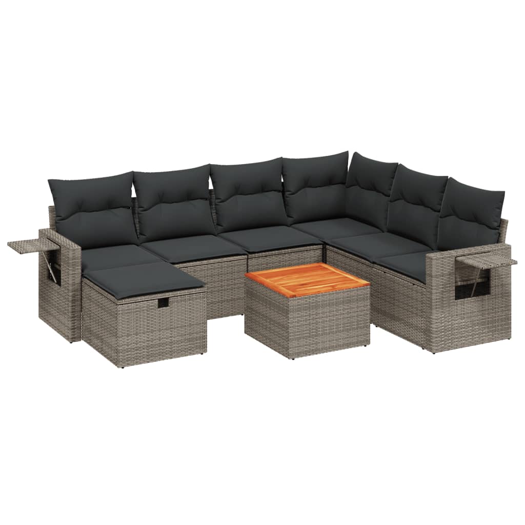 Set canapele de grădină cu perne, 8 piese, gri, poliratan GartenMobel Dekor