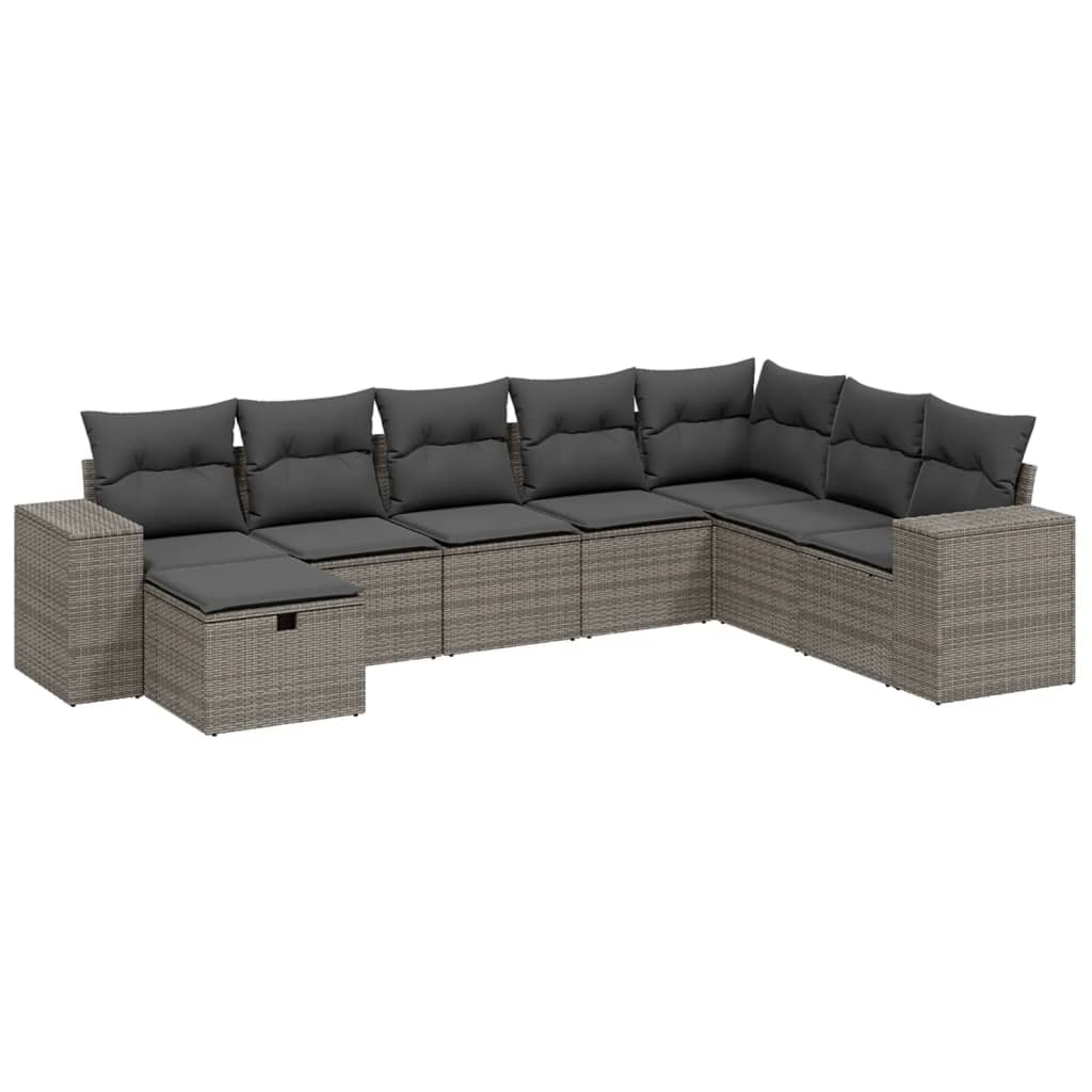 Set canapele de grădină cu perne, 8 piese, gri, poliratan GartenMobel Dekor