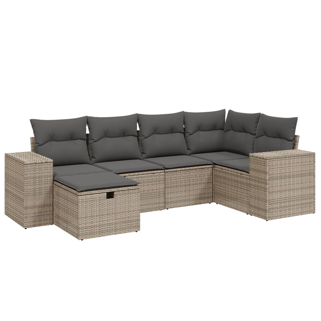 Set mobilier grădină cu perne, 6 piese, gri, poliratan GartenMobel Dekor