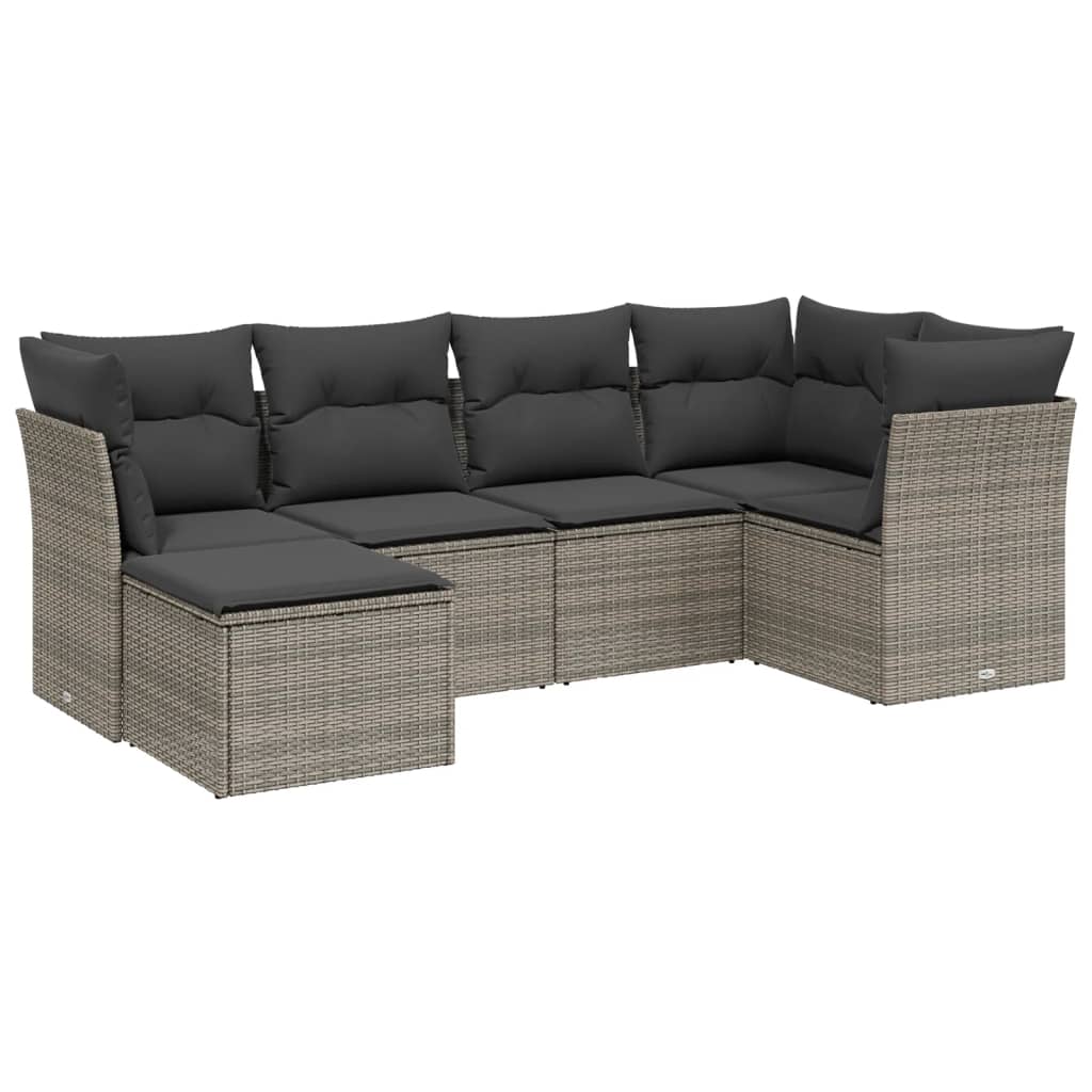 Set mobilier grădină cu perne, 6 piese, gri, poliratan GartenMobel Dekor