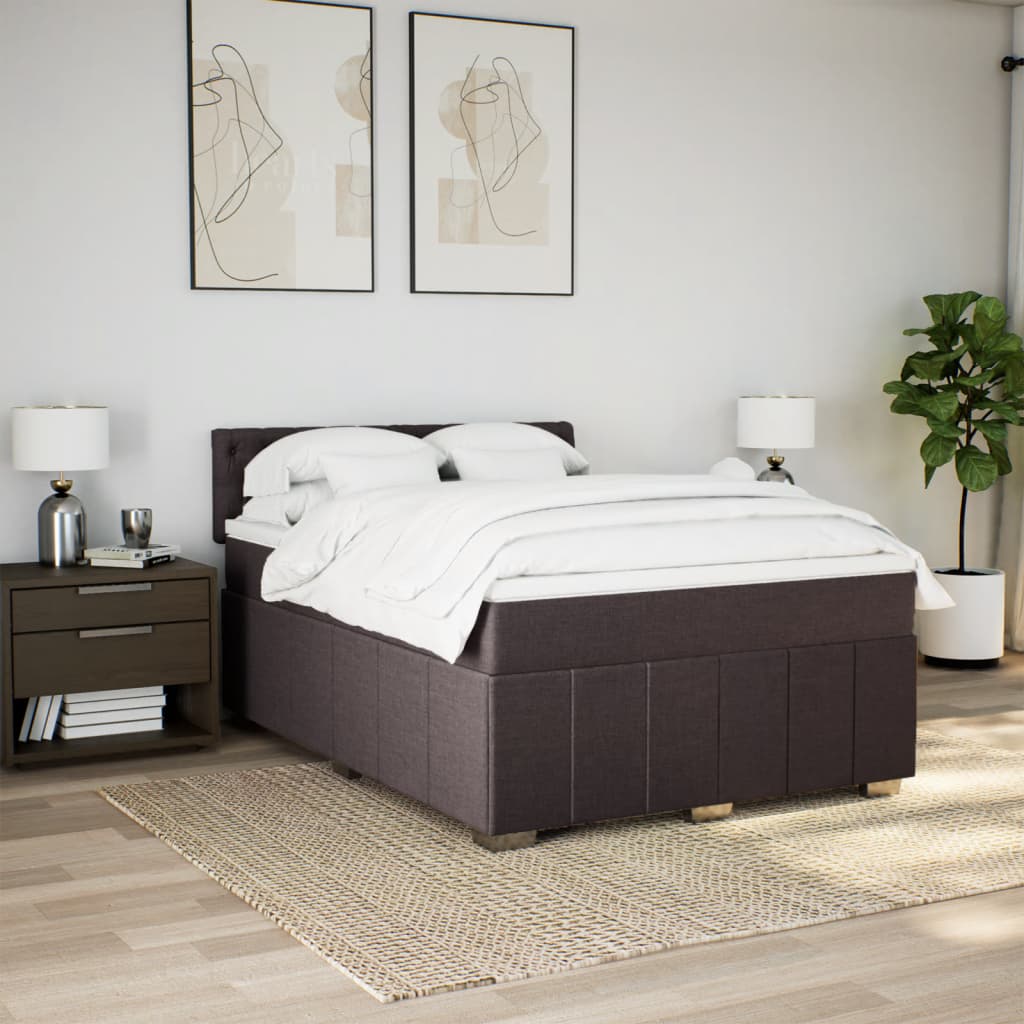 Pat box spring cu saltea, maro închis, 160x200 cm, textil GartenMobel Dekor