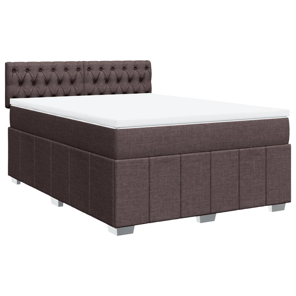 Pat box spring cu saltea, maro închis, 160x200 cm, textil GartenMobel Dekor