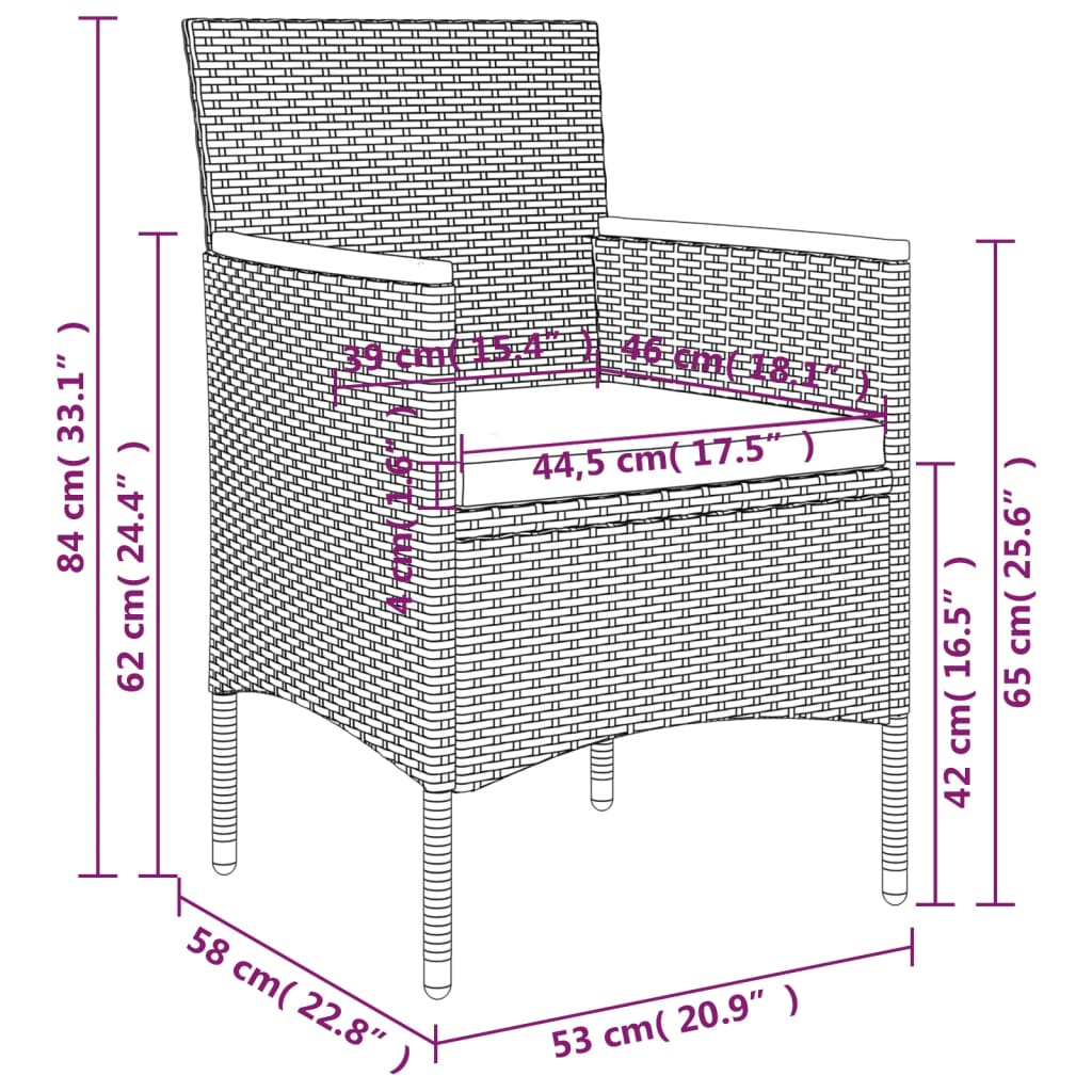 Set de masă pentru grădină, 7 piese, cu perne, negru GartenMobel Dekor