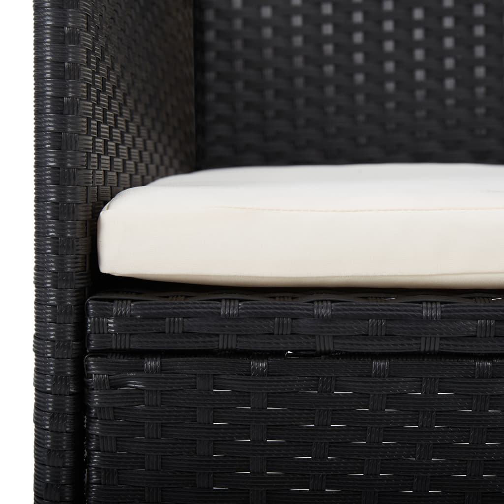 Set de masă pentru grădină, 7 piese, cu perne, negru GartenMobel Dekor