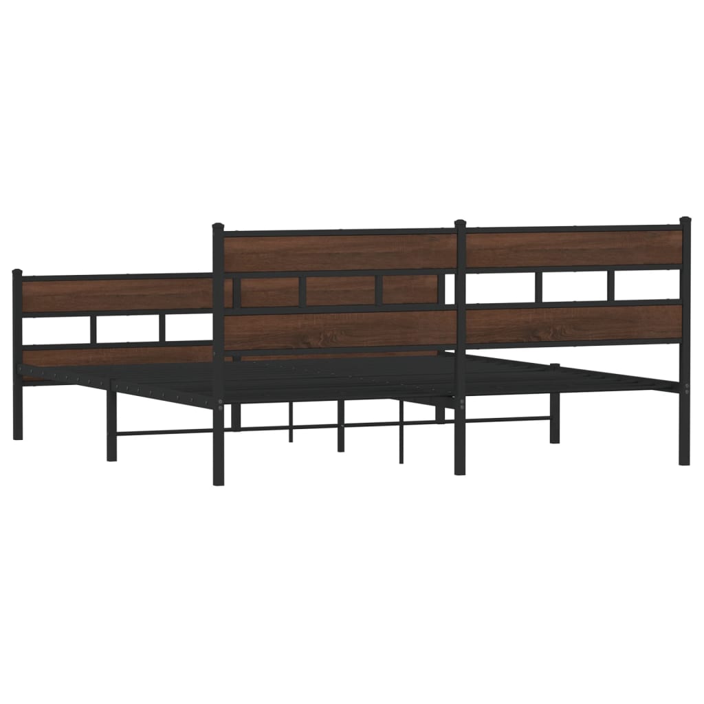 Cadru de pat metalic fără saltea, stejar maro, 183x213 cm GartenMobel Dekor