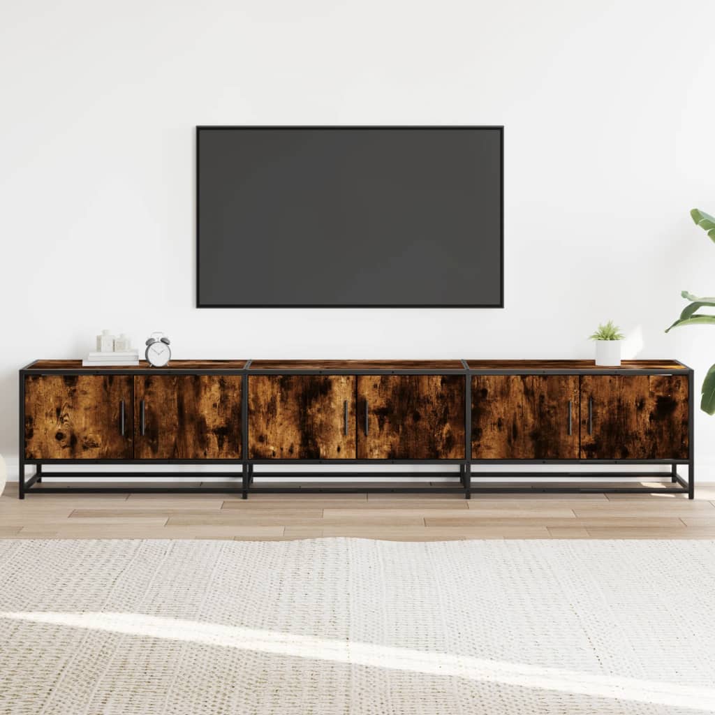 Dulap TV, stejar fumuriu, 210x35x41 cm, lemn prelucrat GartenMobel Dekor