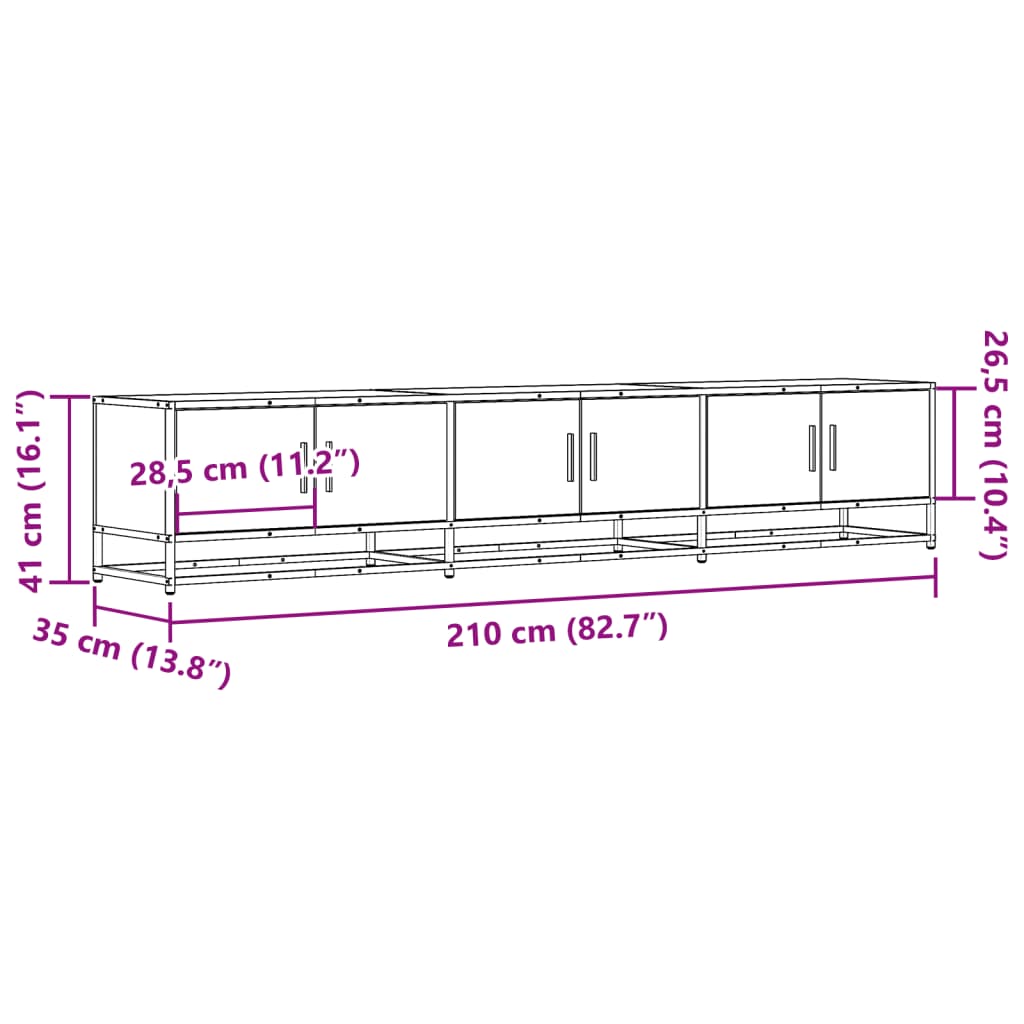 Dulap TV, stejar fumuriu, 210x35x41 cm, lemn prelucrat GartenMobel Dekor