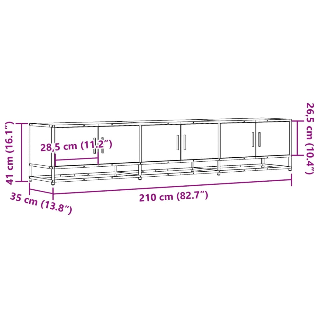 Dulap TV, stejar sonoma, 210x35x41 cm, lemn prelucrat GartenMobel Dekor