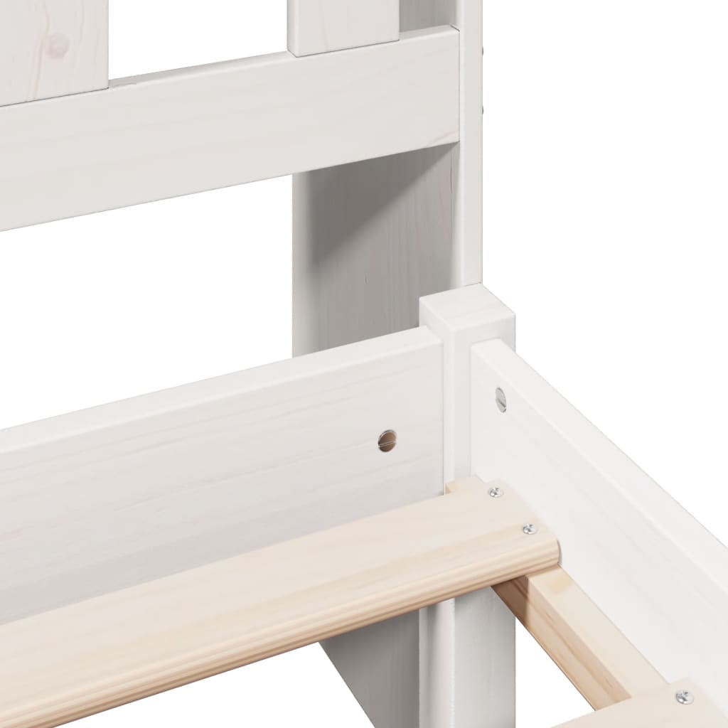 Pat cu bibliotecă fără saltea, alb, 160x200 cm, lemn masiv pin GartenMobel Dekor