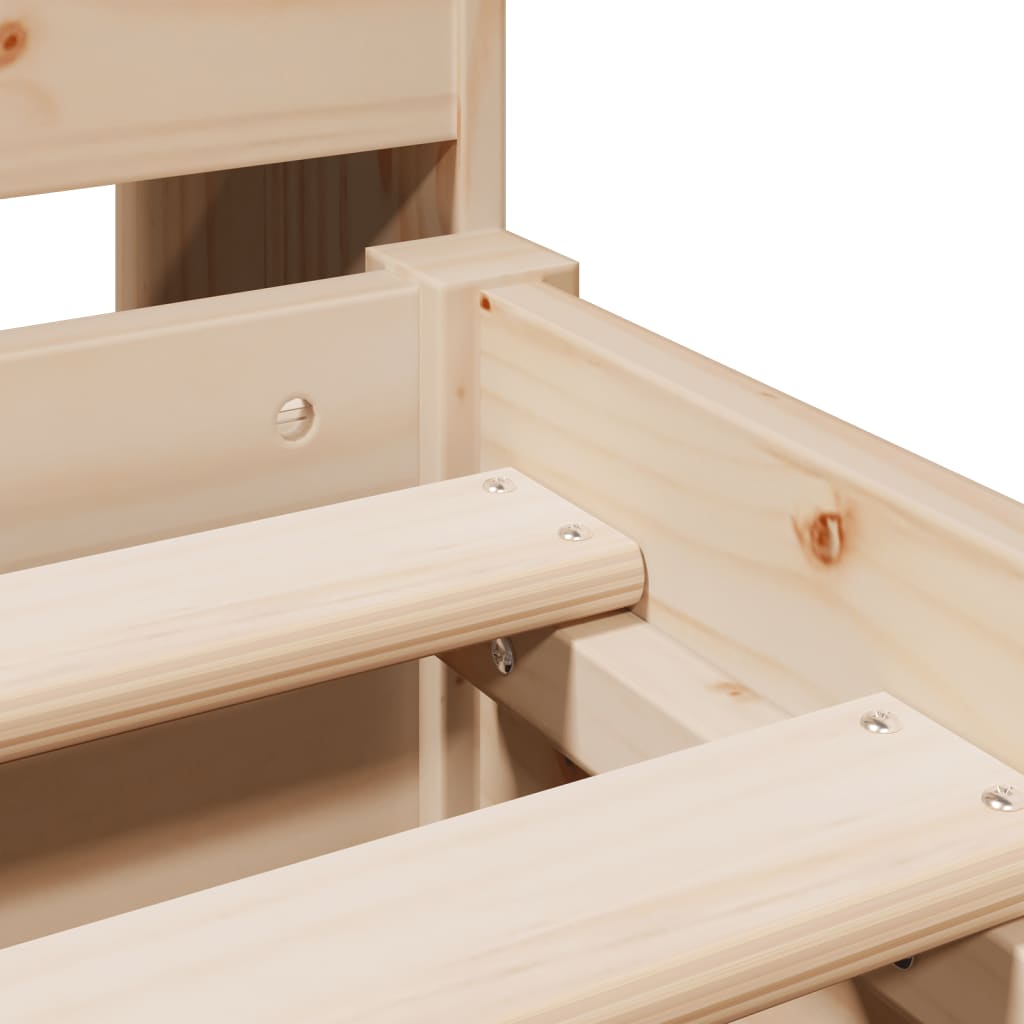 Pat cu bibliotecă fără saltea, 135x190 cm, lemn masiv de pin GartenMobel Dekor