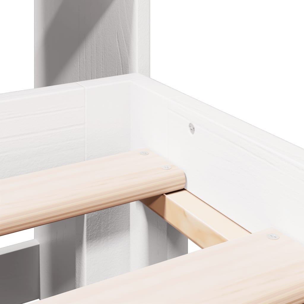 Pat cu bibliotecă fără saltea, alb, 140x200 cm, lemn masiv pin GartenMobel Dekor