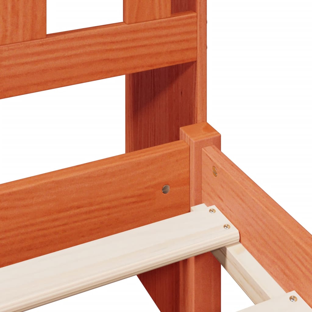 Pat cu bibliotecă fără saltea maro 200x200 cm lemn masiv de pin GartenMobel Dekor