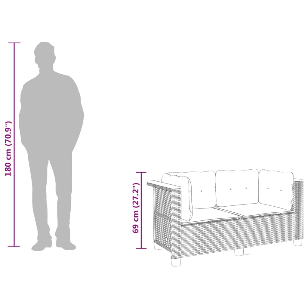 Canapele de colț de grădină cu perne, 2 buc., bej, poliratan GartenMobel Dekor