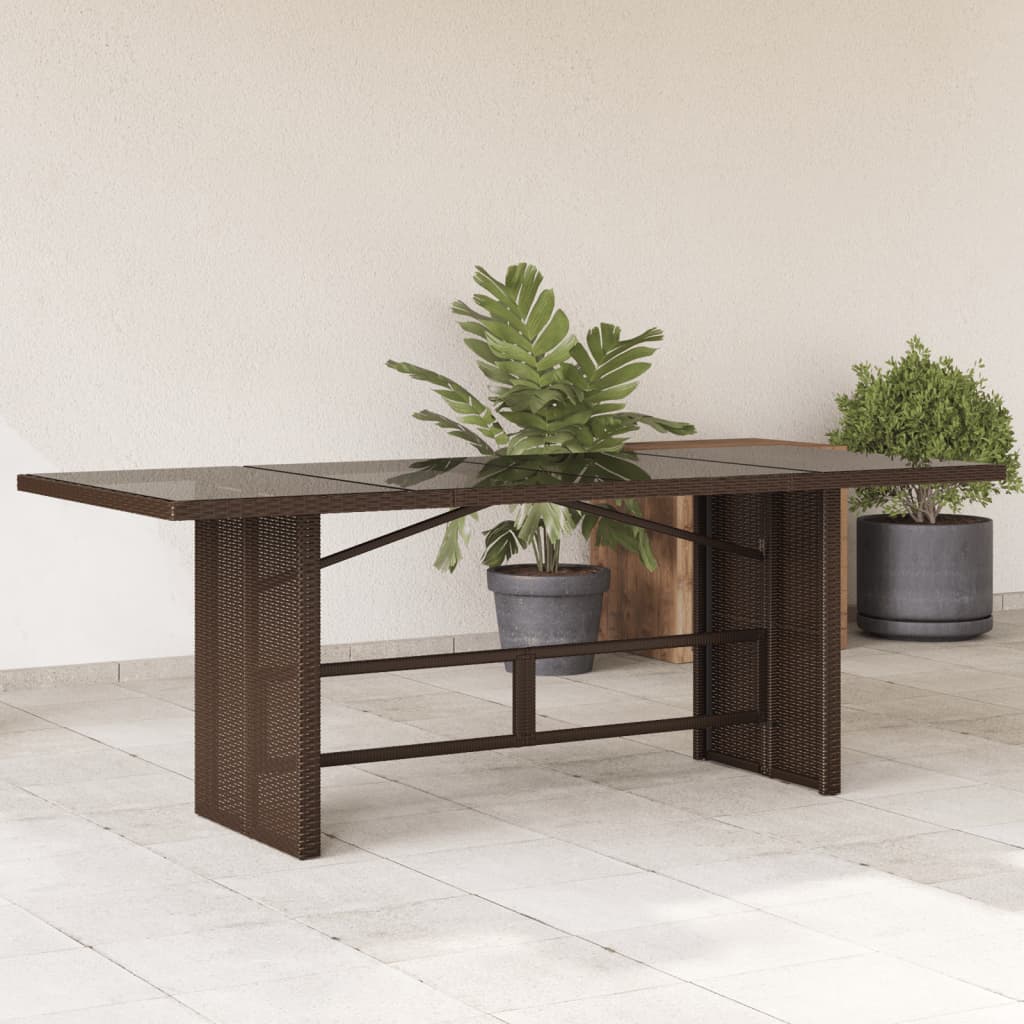 Masă de grădină cu blat din sticlă maro 190x80x75 cm poliratan GartenMobel Dekor