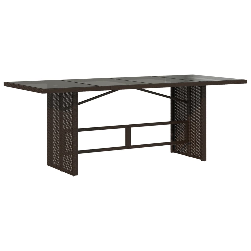 Masă de grădină cu blat din sticlă maro 190x80x75 cm poliratan GartenMobel Dekor