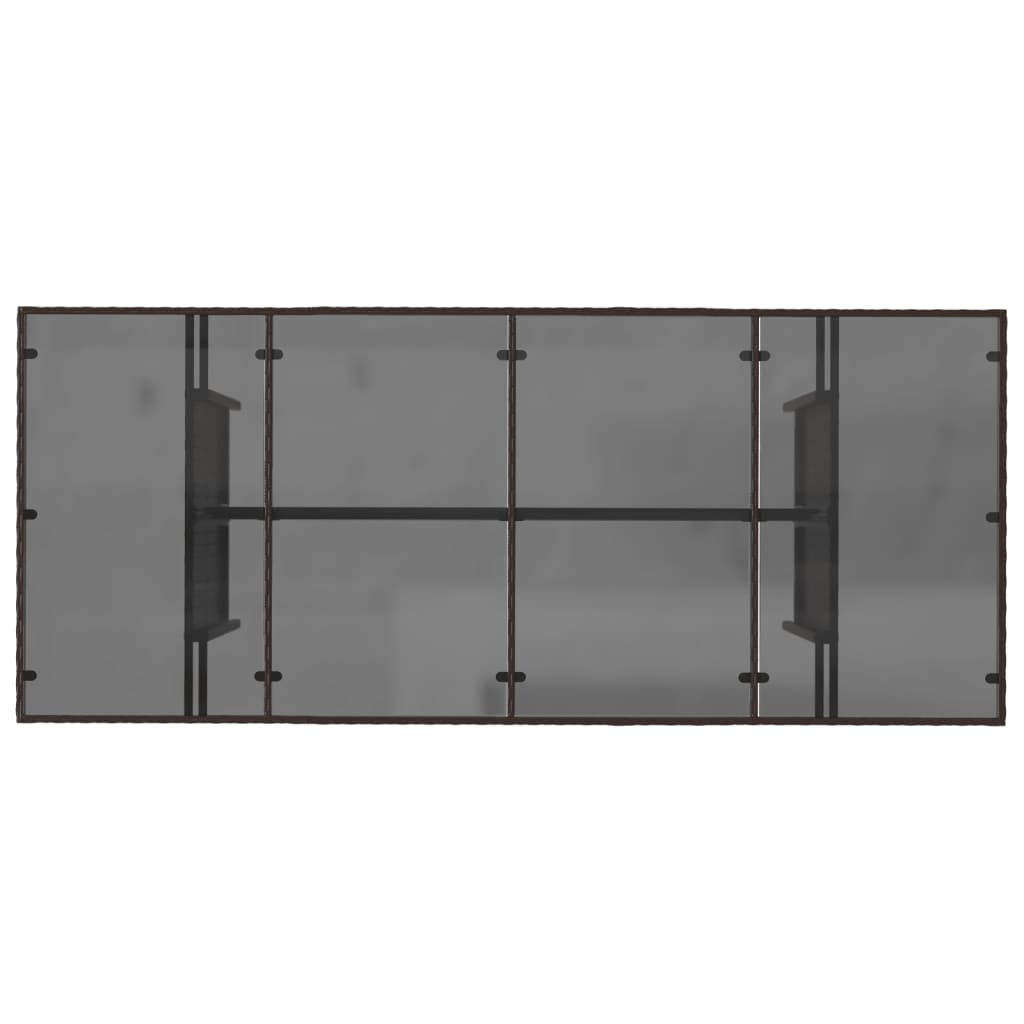 Masă de grădină cu blat din sticlă maro 190x80x75 cm poliratan GartenMobel Dekor