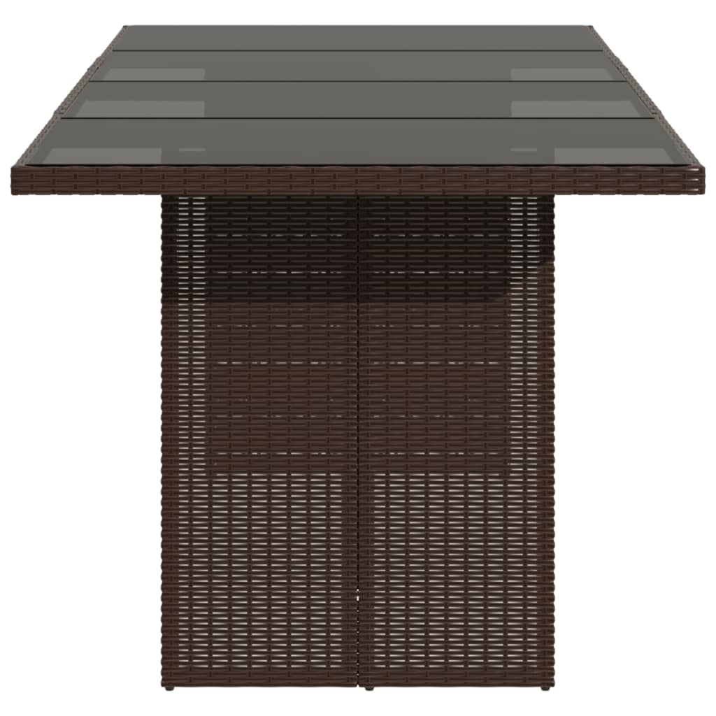 Masă de grădină cu blat din sticlă maro 190x80x75 cm poliratan GartenMobel Dekor