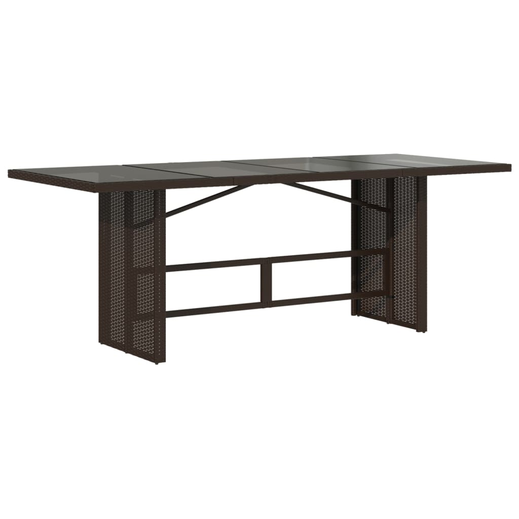Masă de grădină cu blat din sticlă maro 190x80x75 cm poliratan GartenMobel Dekor