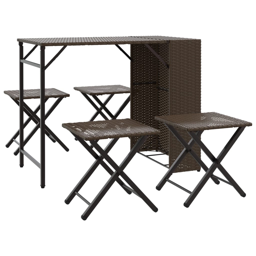 Set mobilier de grădină, pliabil, 5 piese, maro, poliratan GartenMobel Dekor
