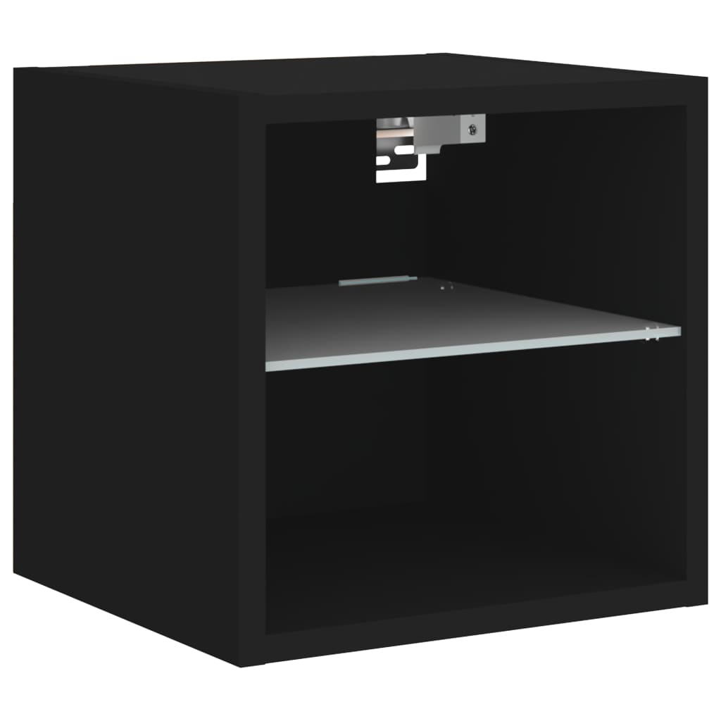 Comodă TV de perete cu lumini LED, negru, 30x28,5x30 cm GartenMobel Dekor