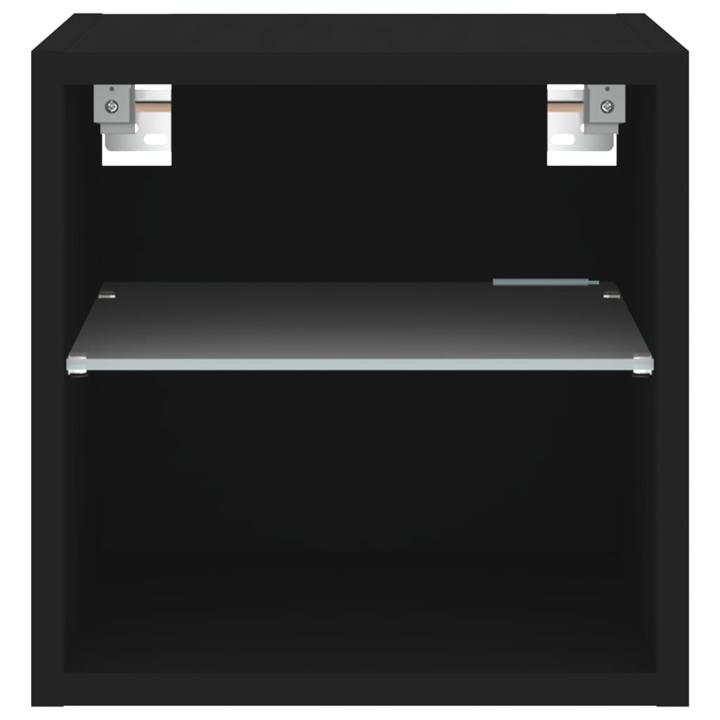 Comodă TV de perete cu lumini LED, negru, 30x28,5x30 cm GartenMobel Dekor