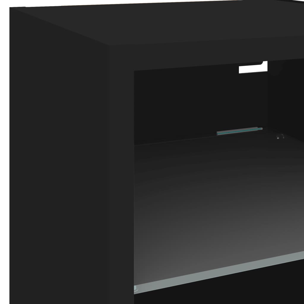 Comodă TV de perete cu lumini LED, negru, 30x28,5x30 cm GartenMobel Dekor