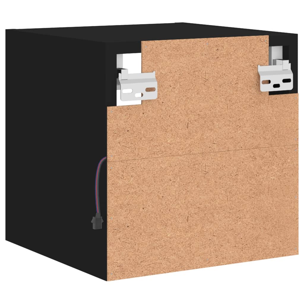 Comodă TV de perete cu lumini LED, negru, 30x28,5x30 cm GartenMobel Dekor