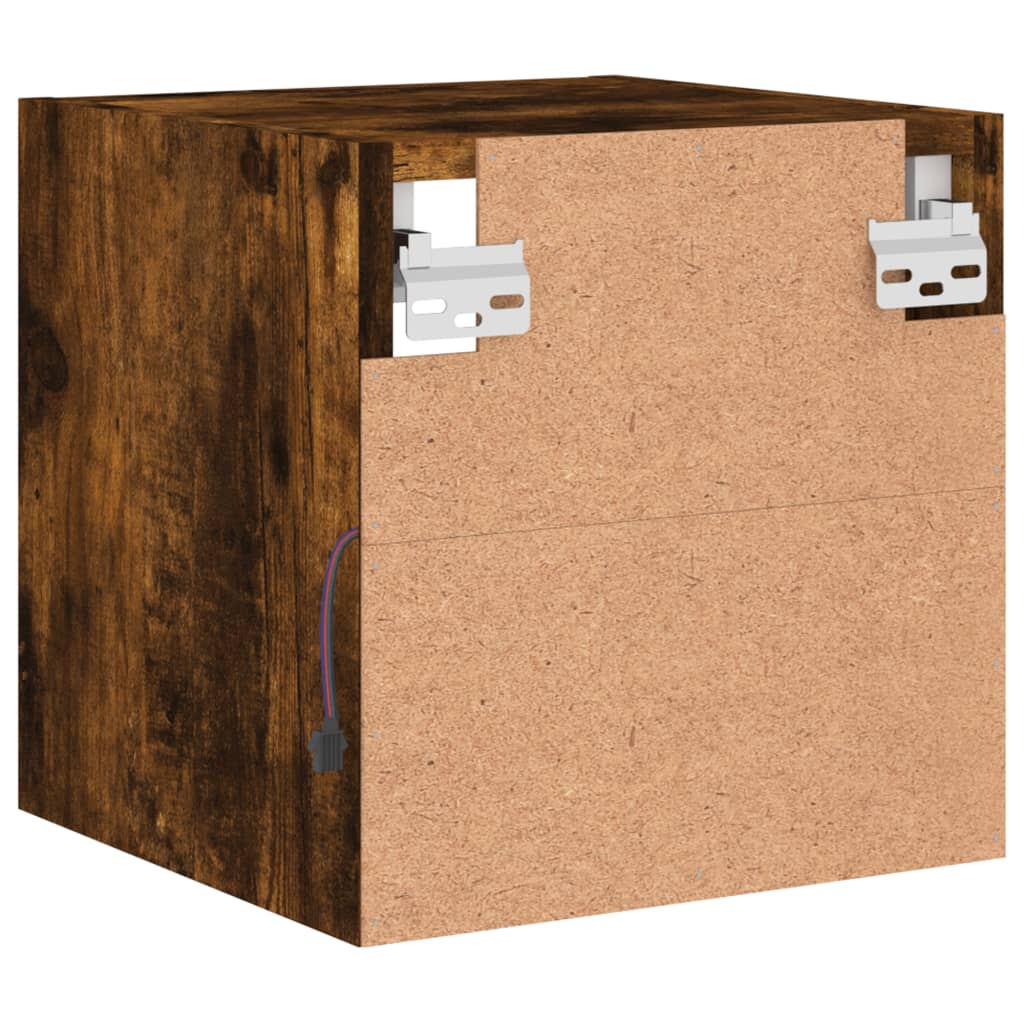 Comodă TV de perete cu lumini LED, stejar fumuriu 30x28,5x30 cm GartenMobel Dekor