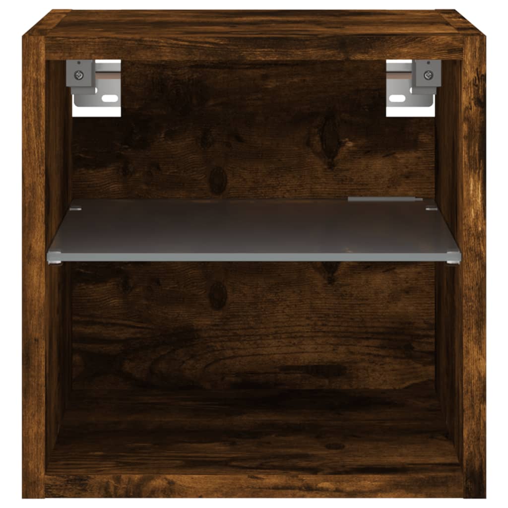 Comodă TV de perete cu lumini LED, stejar fumuriu 30x28,5x30 cm GartenMobel Dekor