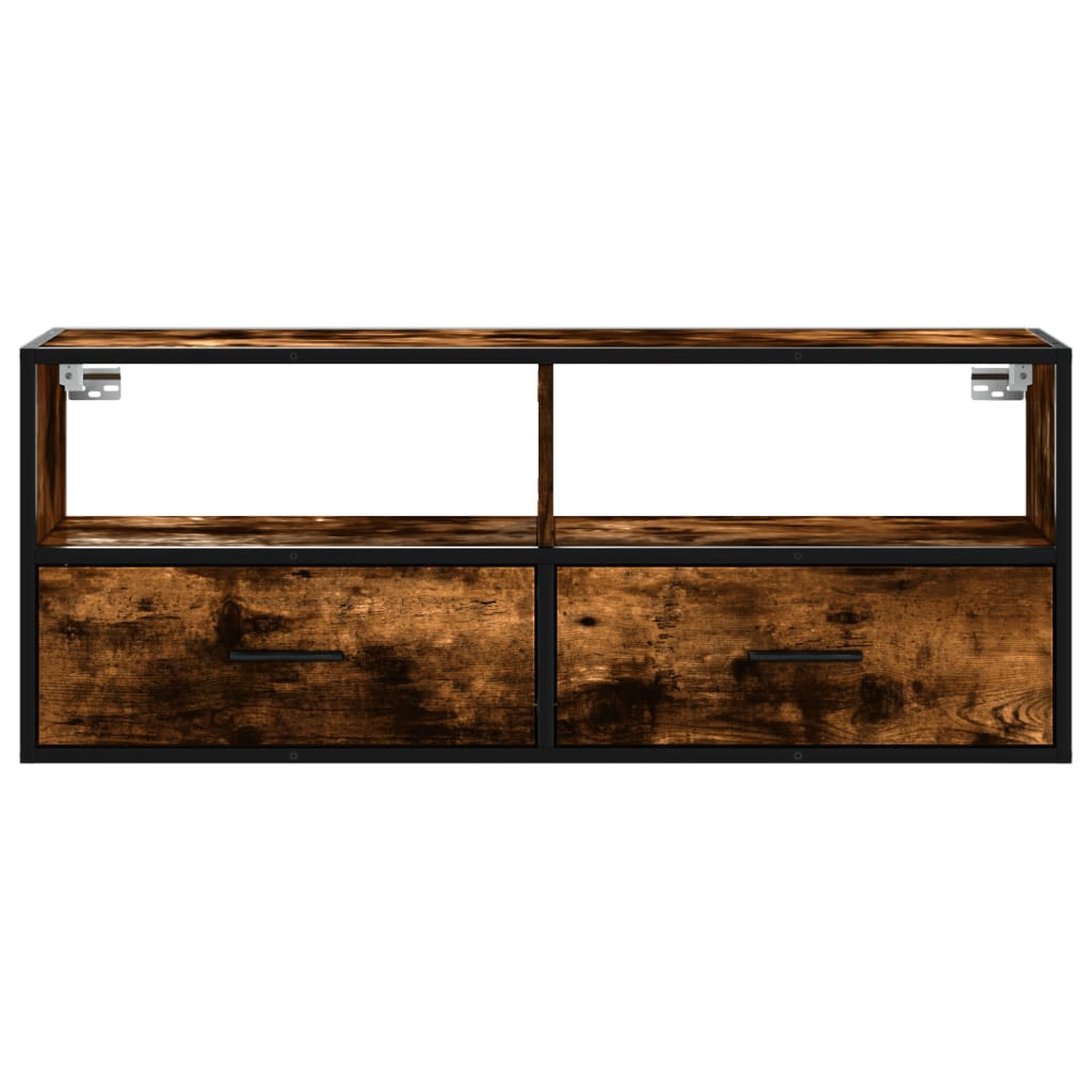 Dulap TV stejar fumuriu 100x31x39,5 cm, lemn prelucrat și metal GartenMobel Dekor