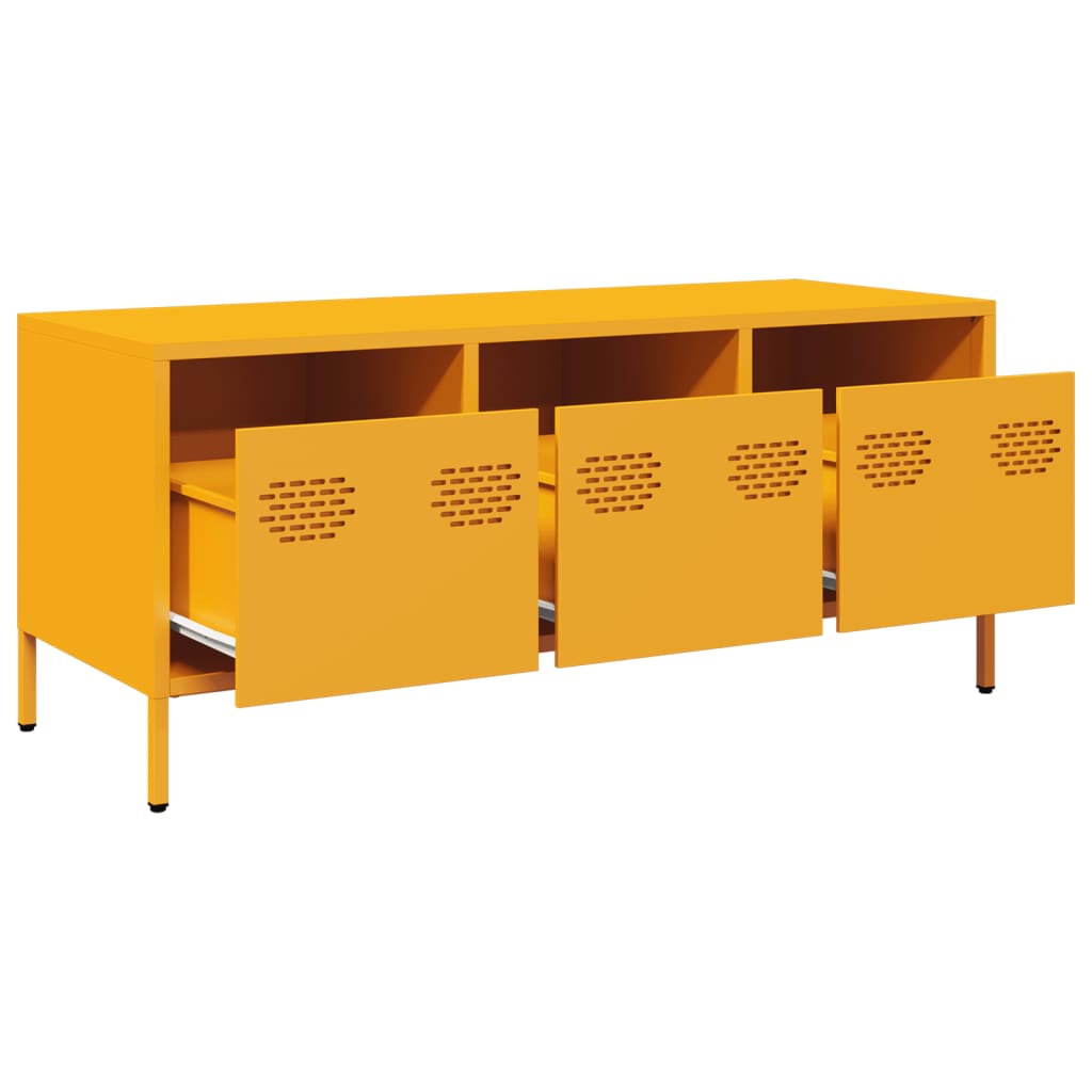 Dulap TV, galben muștar, 101,5x39x43,5 cm, oțel laminat la rece GartenMobel Dekor