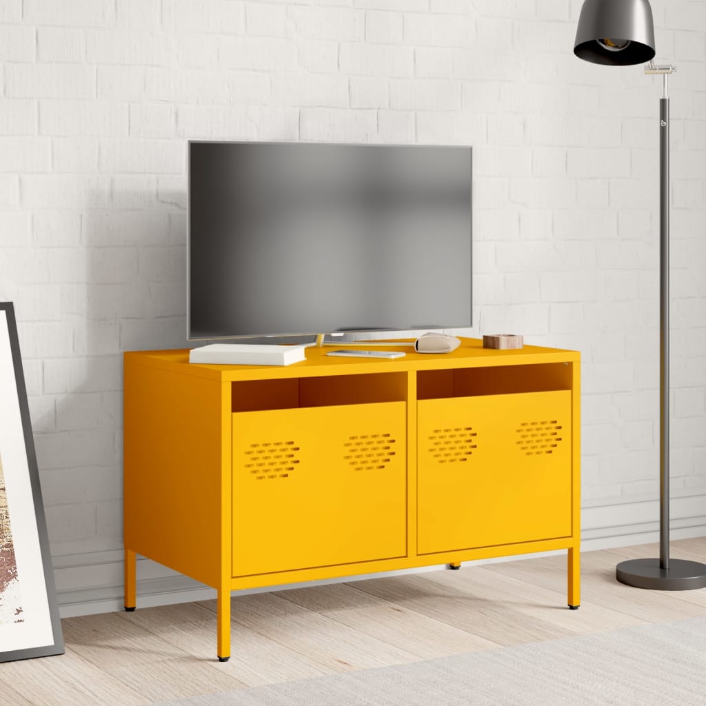 Dulap TV, galben muștar, 68x39x43,5 cm, oțel laminat la rece GartenMobel Dekor