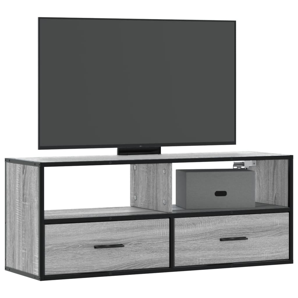 Dulap TV, gri sonoma, 100x31x39,5 cm, lemn prelucrat și metal GartenMobel Dekor