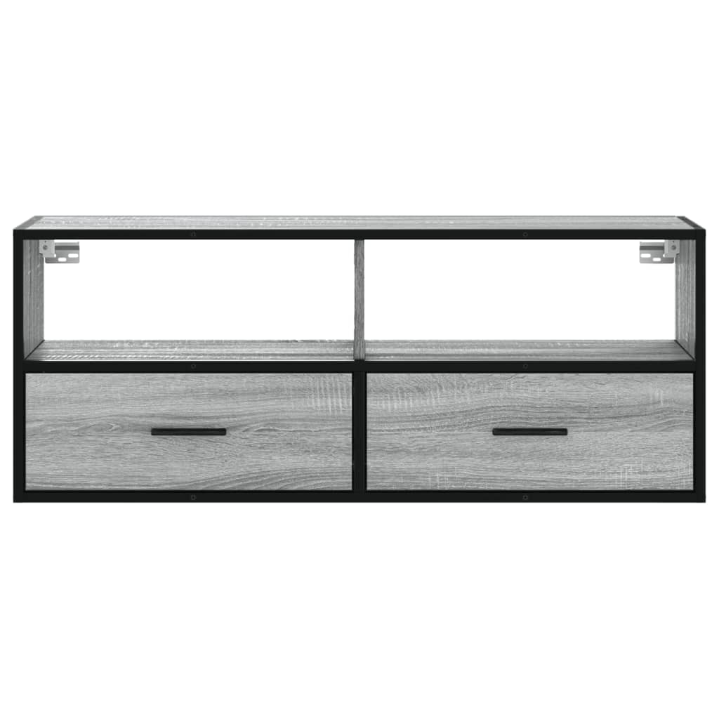 Dulap TV, gri sonoma, 100x31x39,5 cm, lemn prelucrat și metal GartenMobel Dekor