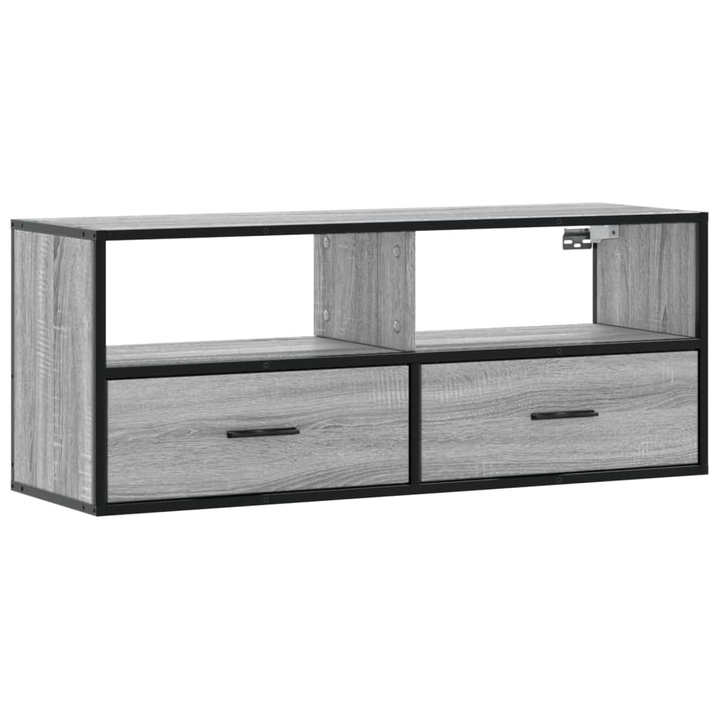 Dulap TV, gri sonoma, 100x31x39,5 cm, lemn prelucrat și metal GartenMobel Dekor