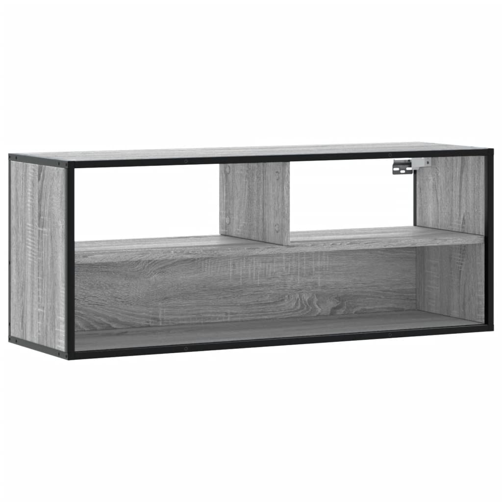 Dulap TV, gri sonoma, 100x31x39,5 cm, lemn prelucrat și metal GartenMobel Dekor