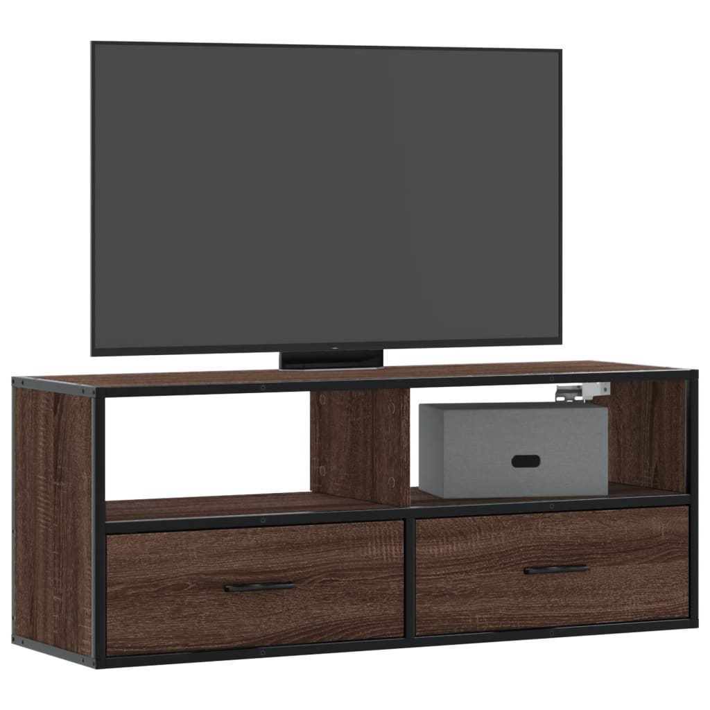 Dulap TV, stejar maro, 100x31x39,5 cm, lemn prelucrat și metal GartenMobel Dekor