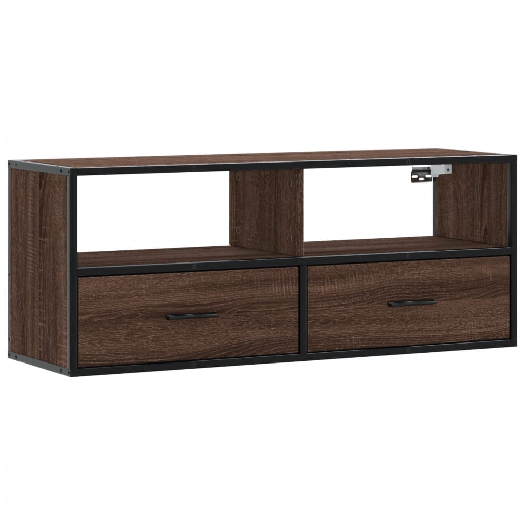 Dulap TV, stejar maro, 100x31x39,5 cm, lemn prelucrat și metal GartenMobel Dekor
