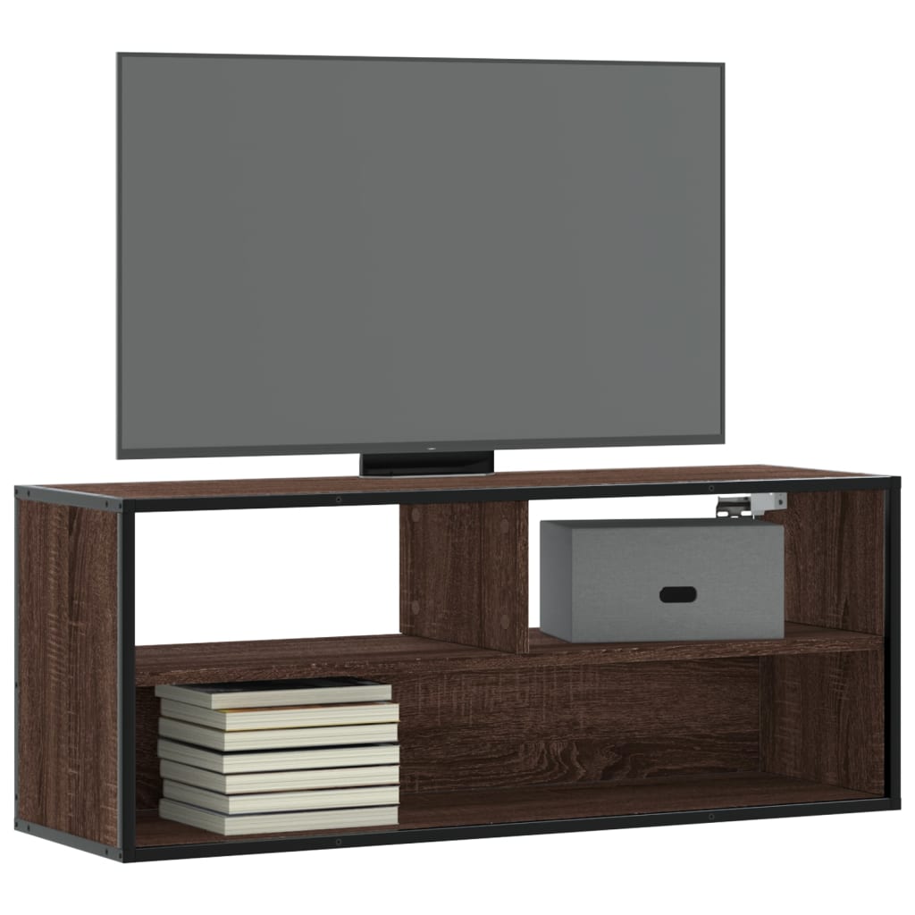 Dulap TV, stejar maro, 100x31x39,5 cm, lemn prelucrat și metal GartenMobel Dekor