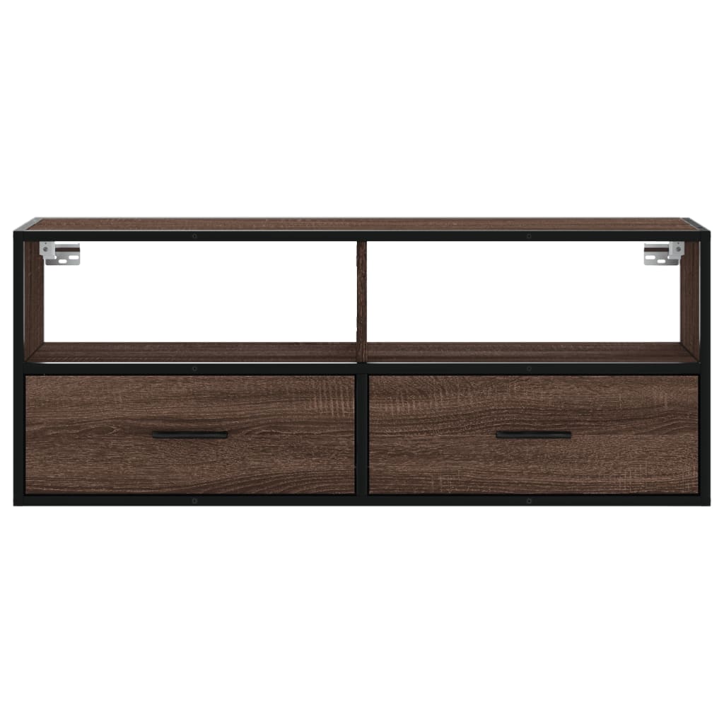 Dulap TV, stejar maro, 100x31x39,5 cm, lemn prelucrat și metal GartenMobel Dekor
