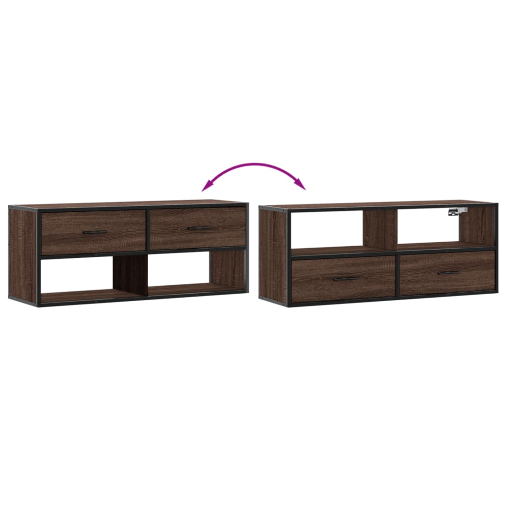Dulap TV, stejar maro, 100x31x39,5 cm, lemn prelucrat și metal GartenMobel Dekor
