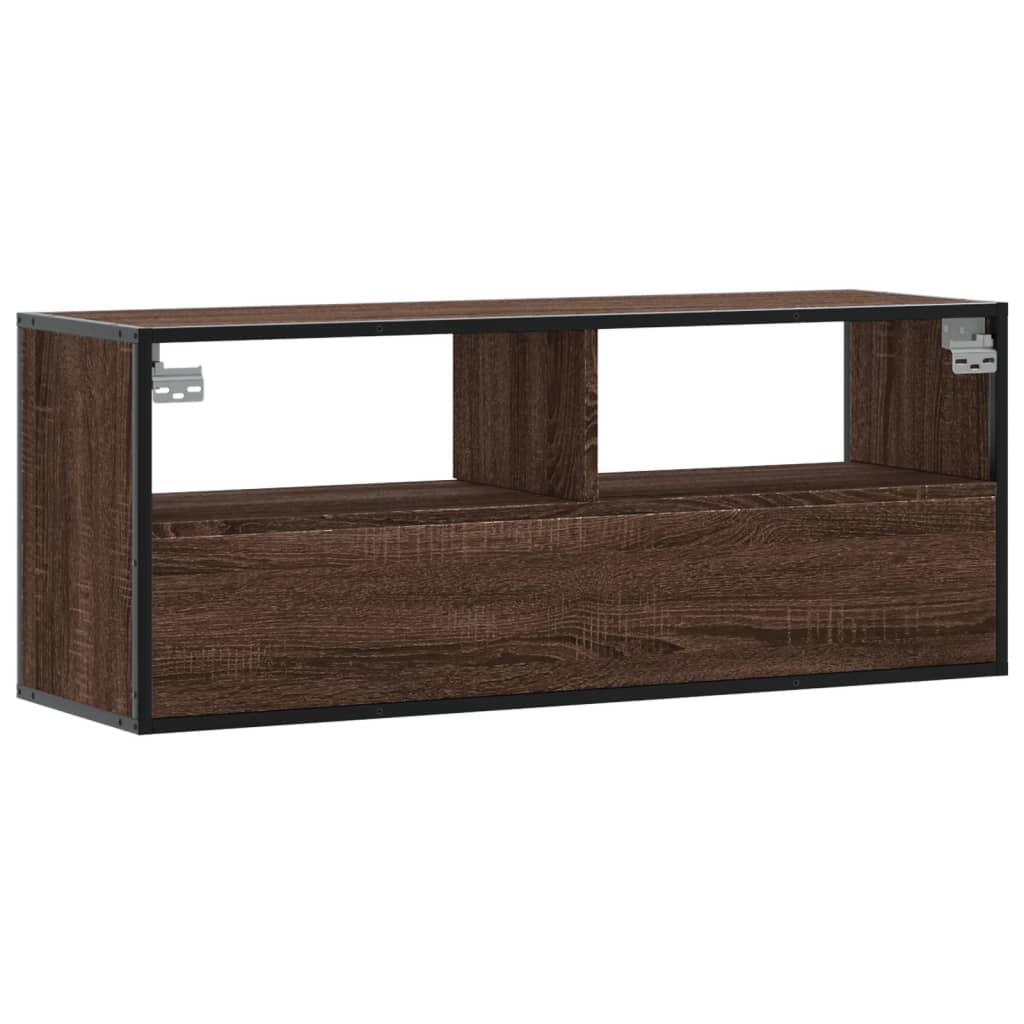 Dulap TV, stejar maro, 100x31x39,5 cm, lemn prelucrat și metal GartenMobel Dekor
