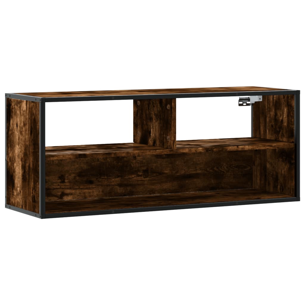Dulap TV stejar fumuriu 100x31x39,5 cm, lemn prelucrat și metal GartenMobel Dekor