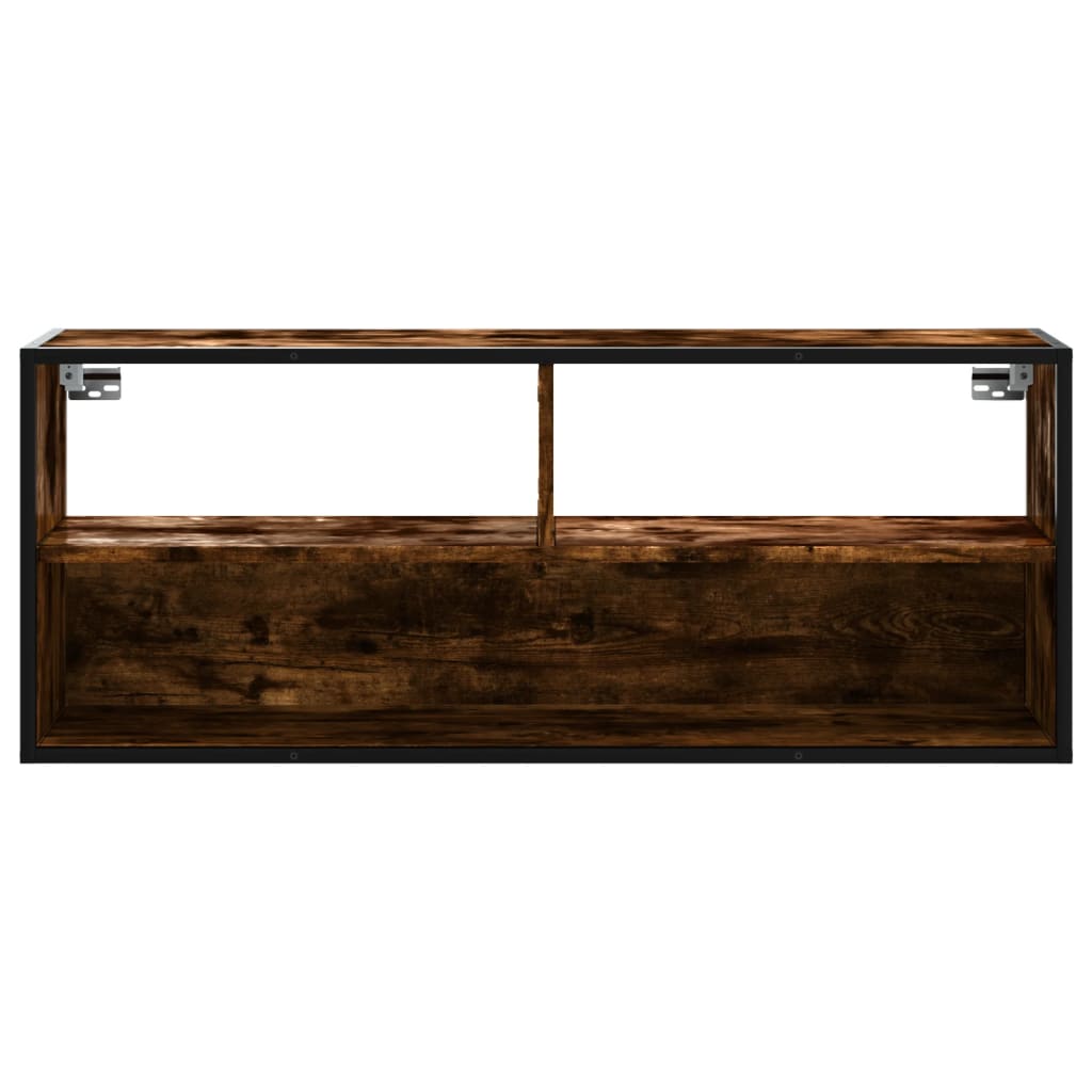 Dulap TV stejar fumuriu 100x31x39,5 cm, lemn prelucrat și metal GartenMobel Dekor