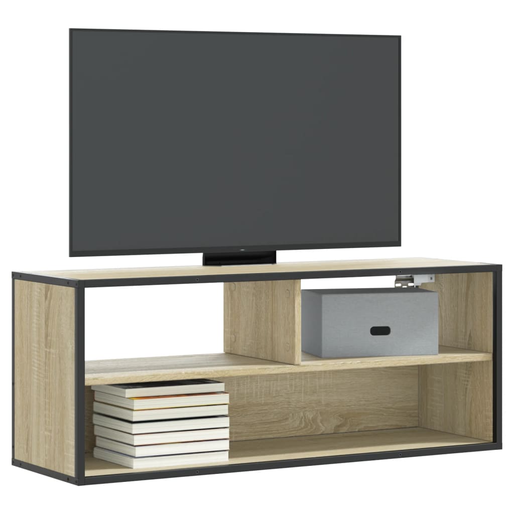 Dulap TV stejar sonoma, 100x31x39,5 cm, lemn prelucrat și metal GartenMobel Dekor
