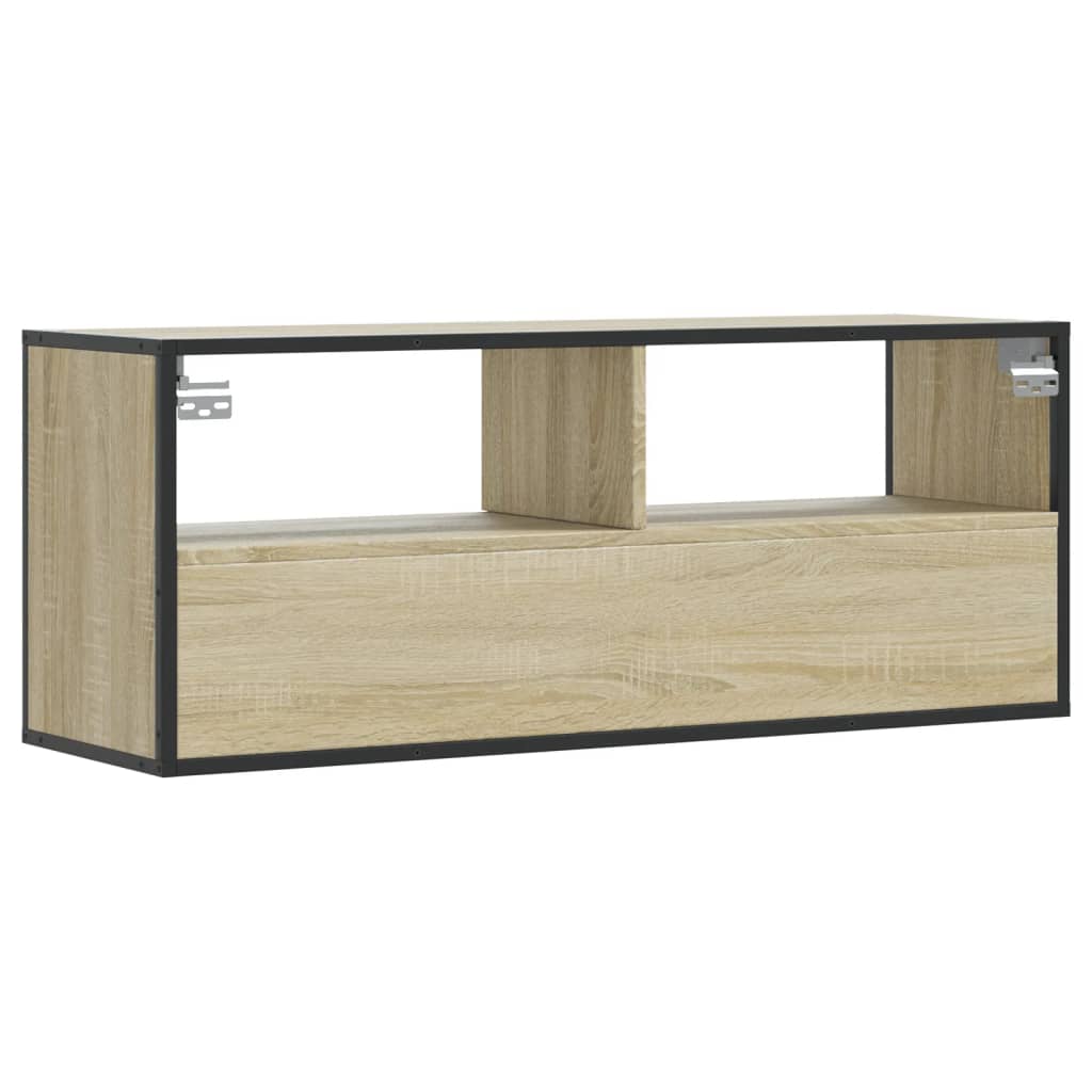 Dulap TV stejar sonoma, 100x31x39,5 cm, lemn prelucrat și metal GartenMobel Dekor