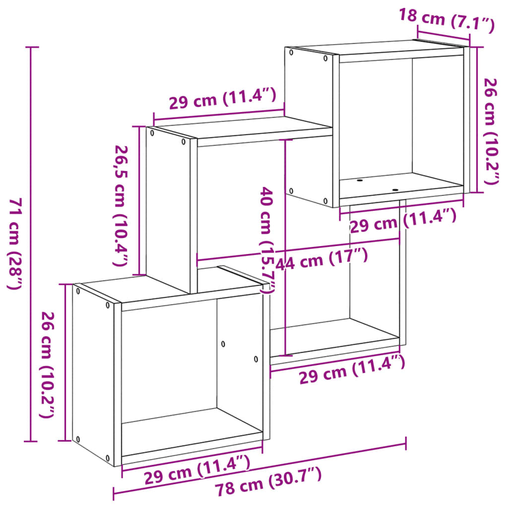 Dulap de perete, gri beton, 78x18x71 cm, lemn prelucrat GartenMobel Dekor